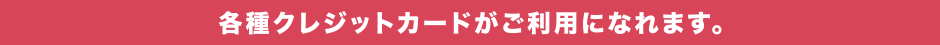 各種クレジットカードがご利用になれます。